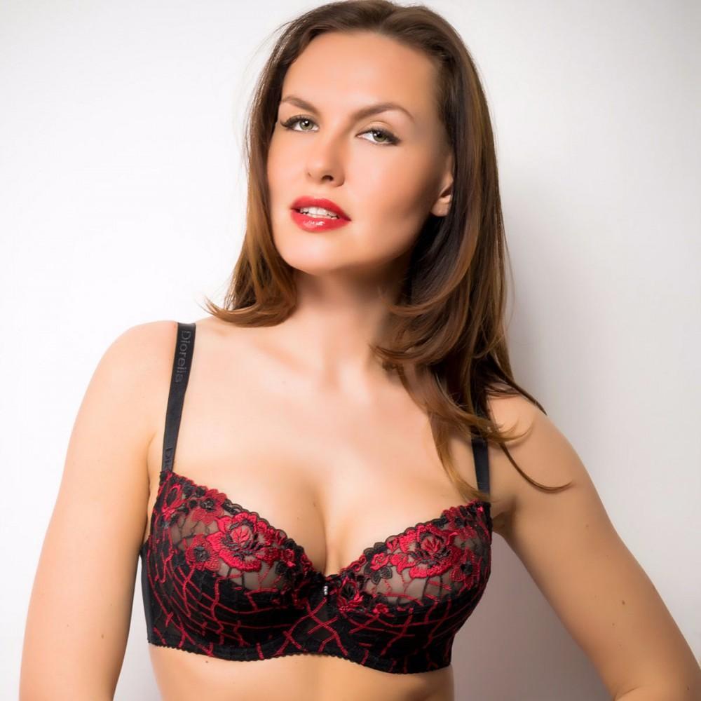 Чорно-червоний бюстгальтер Diorella 34024 на чашку C Арт.1140475